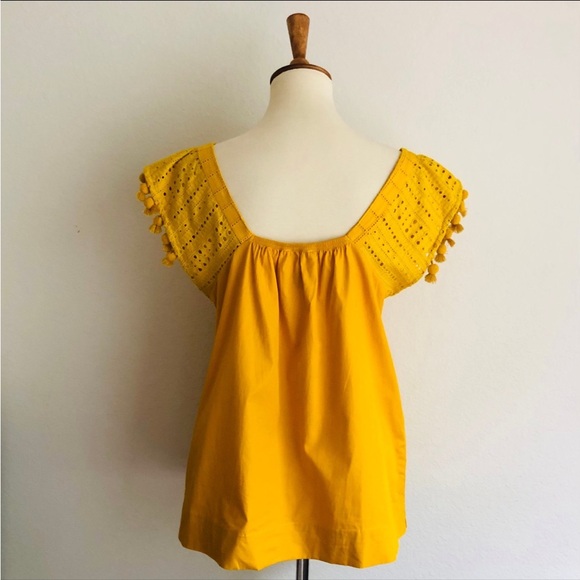 For the Republic Mustard Yellow Embroidered Peasant Top - Size M - Picture 4 of 6